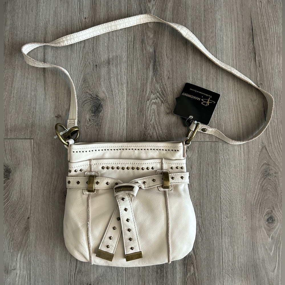 B.Makowsky Crossbody bag. Color Stone. Genuine leather